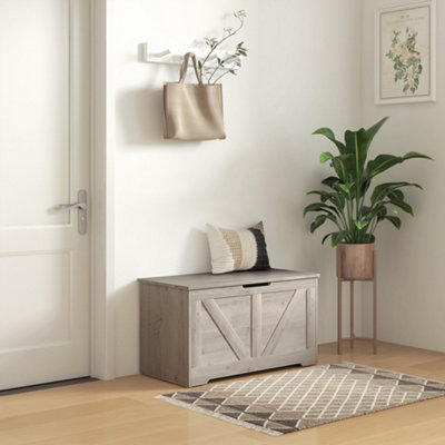 Homcom Storage Trunk For Living Room, With Safety Hinges, 80Cm, Grey