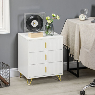 Homcom 3 Drawer Dresser, Chest Of Drawers Storage Cabinet, White