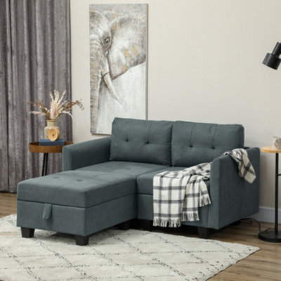 Homcom Unisex Dark Grey Modular Sectional Sofa With Storage, Seater Sofa Set, Size 2 - Image 9