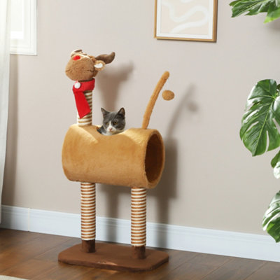 Bobobiy Brown 98Cm Deer-Designed Cat Tree With Scratching Posts, Toy Ball, Tunnel, - Image 6