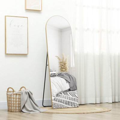 B&Q -  Floor Mirror Wall Mount Leaning Standing Mirror 50 X 150Cm Gold Tone