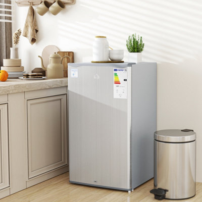 HOMCOM Under Counter Fridge 91L Small Fridge with Lock Chiller Box Grey | Mini Refrigerator, Removable Shelf, Reversible Door, Adjustable Legs - Image 9