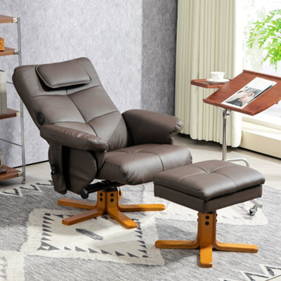 Homcom Massage Recliner Chair With Footstool And Hidden Storage, Dark/Brown
