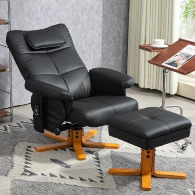 B&Q -  Massage Recliner Chair With Footstool And Hidden StorageBlack