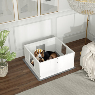 Pawhut Dog Whelping Box With Whelping Pad, Adjustable Entrance, 100 X 96Cm