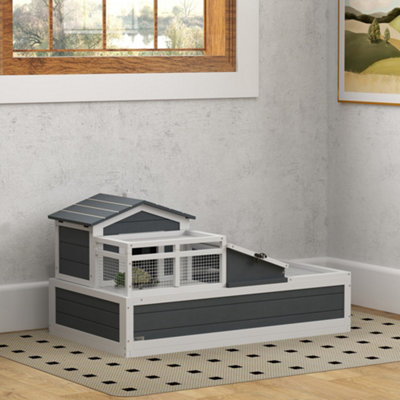Pawhut Wooden Tortoise House Indoor Outdoor W/ BalconyTrayOpenable Roof from B&Q
