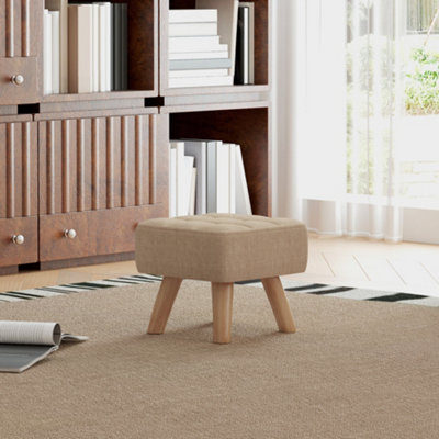 Homcom Modern Footstool, Fabric Foot Rest With Rubber Wood Legs, Brown