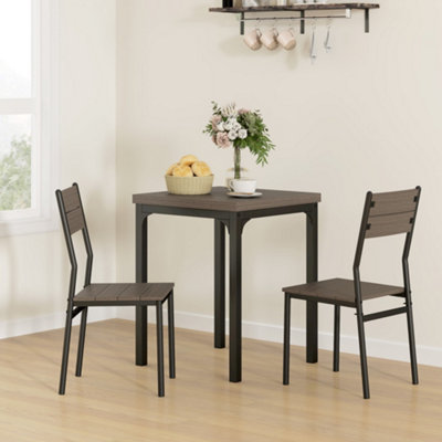 HOMCOM 2 Seater Compact Dining Set Grey Wood Grain - Image 11