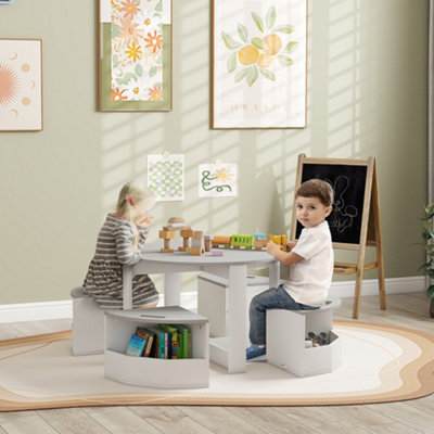 Aiyaplay Unisex Grey Five-Piece Kids Table & Chairs Set With Storage In | : Size 1 Pack - Image 8