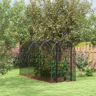 Outsunny Fruit Cage, Plant Protection Tent, 1.2 X 3.6 X 1.9M, Black
