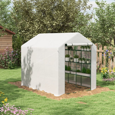 Outsunny Walk-In Garden Greenhouse Shelves Polytunnel Steeple Grow House from B&Q