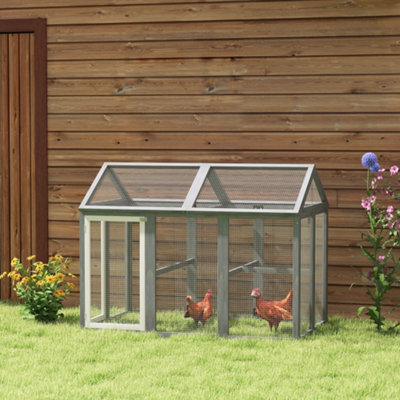 Pawhut Chicken RunWooden Chicken Coop W/ Combinable DesignGrey from B&Q