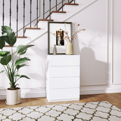 Homcom Bedroom Chest Of Drawers, 4 Drawers Dresser, Drawer Unit, White