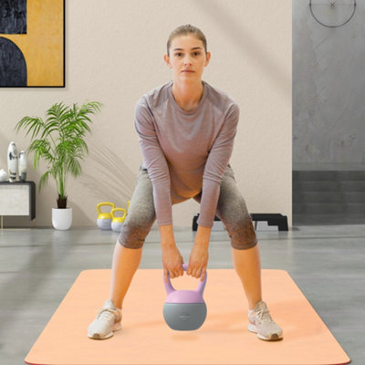 Sportnow 6Kg Kettlebell With Soft Body And Non-Slip HandlePurple And Grey