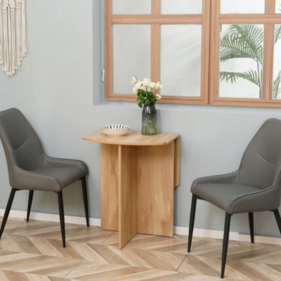 Homcom Foldable Dining Table Compact Drop Leaf Table For Kitchen Oak