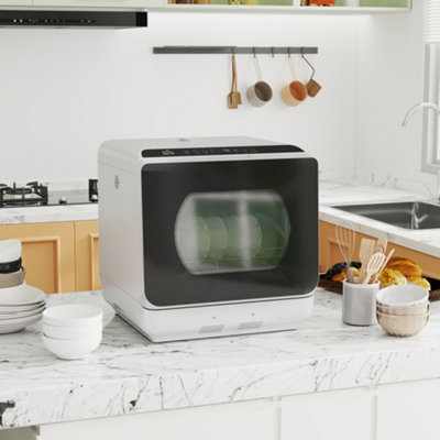 Homcom Silver Worktop Dishwasher W/ 4 Place Settings 6 Programs In - Image 6