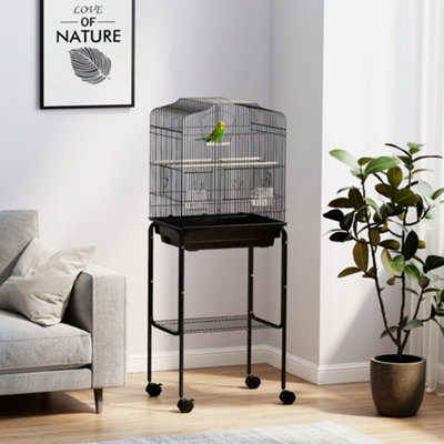 Bobobiy Black Bird Cage Budgie Cages For Finch Canary Parakeet With Stand Wheels Slide-Out Tray Accessories Storage Shelf, - Image 6