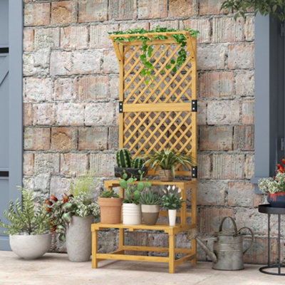 Outsunny Wooden Plant Stand With Trellis For Climbing PlantsYellow from B&Q