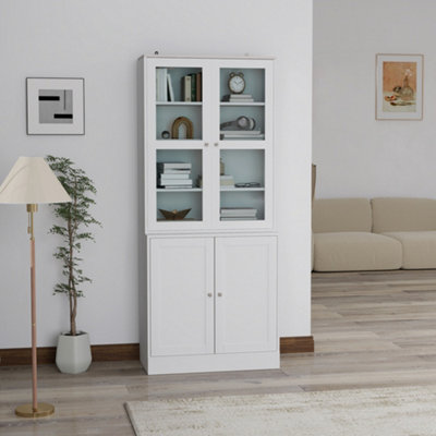 Homcom Modern Bookcase, Display Storage Cabinet With Adjustable Shelves