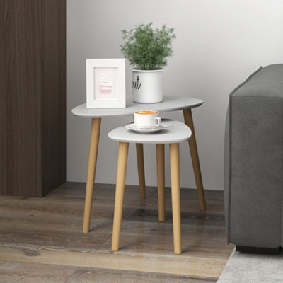 Homcom Side Table Set Of 2, Modern End Coffee Bedside Tables Natural Grey