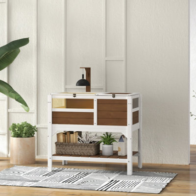 Pawhut Wooden Tortoise House W/ RunShelterShelfLamp HolderBrown from B&Q