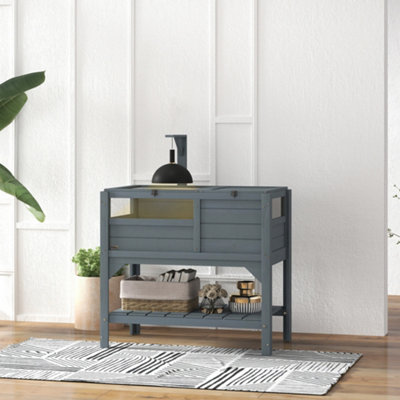 Pawhut Wooden Tortoise House W/ RunShelterShelfLamp HolderGrey from B&Q
