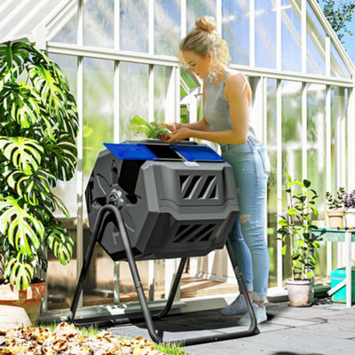 B&Q - (Blue160L)  Outdoor Tumbling Compost Bin With Dual Chamber