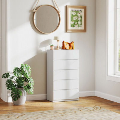 Homcom Bedroom Chest Of Drawers5 Drawers DresserDrawer UnitWhite from B&Q