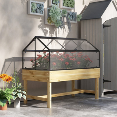 Outsunny Raised Garden Bed With Polycarbonate PanelNatural from B&Q