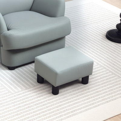 B&Q -  Chic Faux Leather Footstool Small Footrest With 4 Plastic LegsGrey