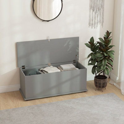 Bobobiy Grey 113L Storage Chest, Storage Box With Flip-Top Lid And 2 Safety Hinges, Storage Trunk For Living Room, Entryway, 100 X 40 X 40 Cm, - Image 11