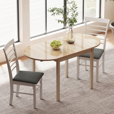 Homcom Foldable Dining TableSolid Wood Drop Leaf TableNatural from B&Q