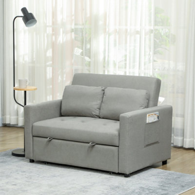 B&Q -  2 Seater Sofa Bed Convertible Bed Settee With PillowsLight Grey