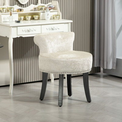Homcom Beige Dressing Table Stool Vanity Seat W/ Rubber Wood Legs Bedroom - Image 5