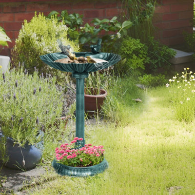 Rackhams Green 81Cm Tall Bird Bath With 2 Decorative Birds For Garden, - Image 4