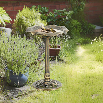 Outsunny Bird Bath For GardenBirdbath With Lotus Leaf BasinBronze Tone from B&Q