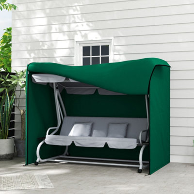 Outsunny Black/Green 3 Seater Garden Swing Cover, Windproof And Anti-Uv, - Oxford Fabric - 220L X 125W X 172Hcm - Image 7