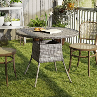 Outsunny Outdoor Pe Rattan Dining Table W/ Wood-Plastic Composite TopGrey from B&Q
