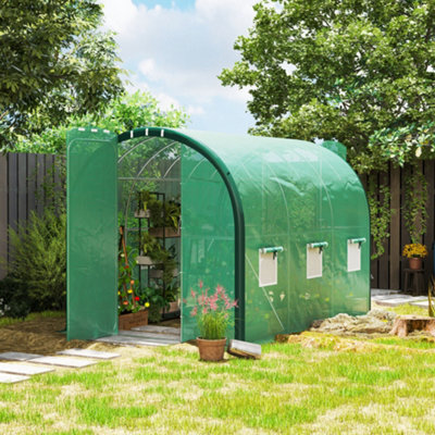 B&Q -  Tunnel Greenhouse Upgraded StructureHinged Doors3 X 2 MGreen