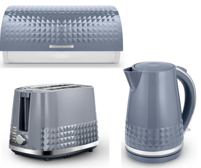 Tower Solitaire 3K 1.5L Kettle2-Slice Toaster & Bread Bin Grey With Chrome AccentsMatching Kitchen Set from B&Q