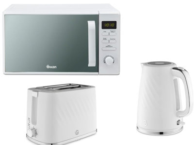 Swan Windsor White Kettle And Toaster Microwave Set For Modern Kitchens from B&Q