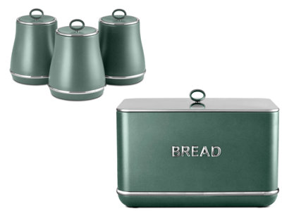 Tower Renaissance Bread Bin And 3 Canisters Kitchen Storage Set Forest Green from B&Q