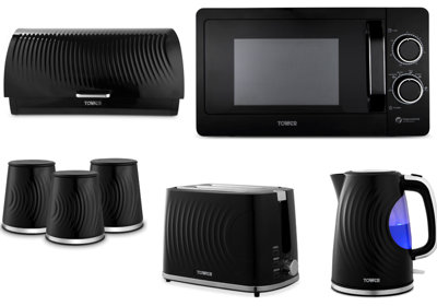 Complete Tower Sonar Black Kitchen SetKettleToasterMicrowaveAnd More from B&Q