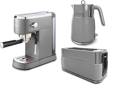 Morphy Richards Signature Grey 3-Piece Kitchen Set1.5L Kettle4-Slice ToasterEspresso Machine 172025 from B&Q