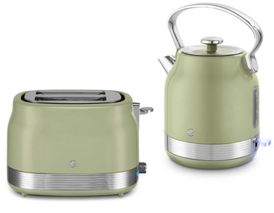 Swan Retro Revive Green 1.7L 3Kw Stovetop-Style Kettle And 2-Slice Toaster Set from B&Q