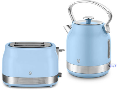 Swan Retro Revive Blue 1.7L 3Kw Kettle And 2-Slice Toaster SetTraditional Stovetop Design from B&Q