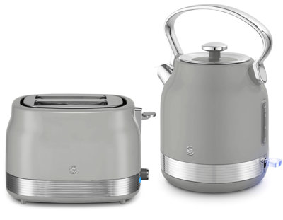 Swan Retro Revive Grey Traditional Stovetop-Style 1.7L 3Kw Kettle And 2-Slice Toaster Set from B&Q
