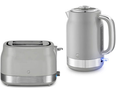 Swan Retro Revive Grey 1.7L 3Kw Jug Kettle & 2-Slice Toaster Matching Kitchen Set from B&Q