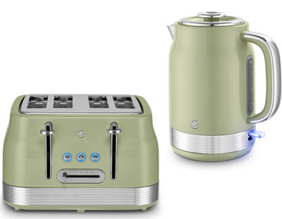 Swan Retro Revive Green 1.7L 3Kw Jug Kettle And 4-Slice Toaster Retro Kitchen Set from B&Q