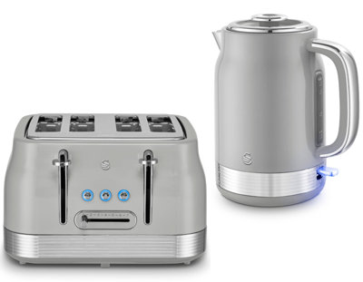 Swan Retro Revive Grey 1.7L 3Kw Jug Kettle And 4-Slice Toaster Retro Kitchen Set from B&Q